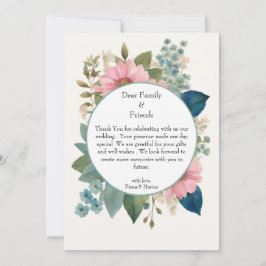 Tarjeta De Agradecimiento Romántica floral y elegante matrimonio Minimalista