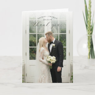 Tarjeta De Agradecimiento Romántica Foto Blanca Elegante