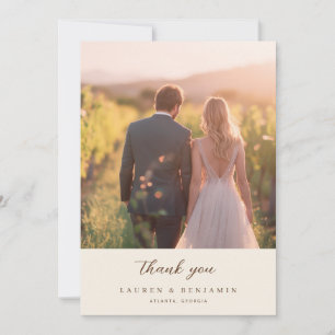 Tarjeta De Agradecimiento Romántica Foto Dorada Elegante