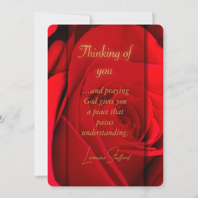 Tarjeta De Agradecimiento Romántica Red Rose pensando en tu carta (Anverso)