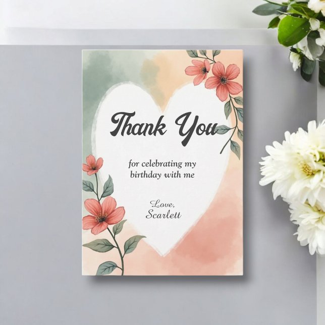 Tarjeta De Agradecimiento Romántico acuarela Floral Dusty 60 cumpleaños (Subido por el creador)