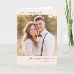 Tarjeta De Agradecimiento Romántico Beige Foto Contemporánea