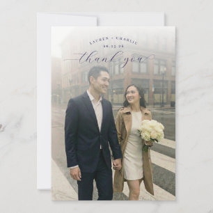 Tarjeta De Agradecimiento Romántico beige naval