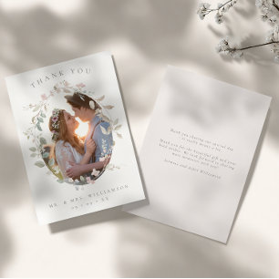 Tarjeta De Agradecimiento Romántico Boda de fotos de flores de Rubor