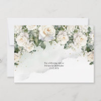 Romántico boho rosas blancas y follaje & oro