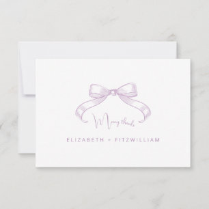 Tarjeta De Agradecimiento Romántico Bow   Lilac Boda
