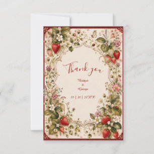 Tarjeta De Agradecimiento Romántico cottagecore fresa Flor de Boda 