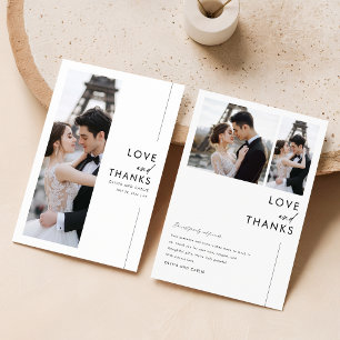 Tarjeta De Agradecimiento Romántico de escritura moderna 3 Boda de fotos