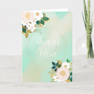 Tarjeta De Agradecimiento Romántico Diseño de acuarela de flores blancas