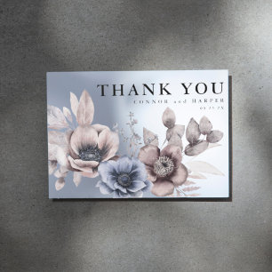 Tarjeta De Agradecimiento Romántico Elegante Floral Acuarela No Foto
