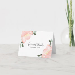 Tarjeta De Agradecimiento Romántico elegante primavera floral Rubor Boda ros