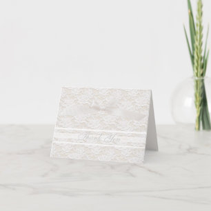 Tarjeta De Agradecimiento Romántico Encantador Encaje Floral Blanco Gracias