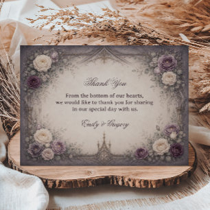Tarjeta De Agradecimiento Romántico Floral Gótico