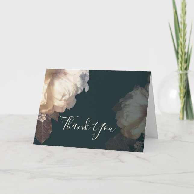 Tarjeta De Agradecimiento Romántico florecimiento Elegante Gracias (Anverso)