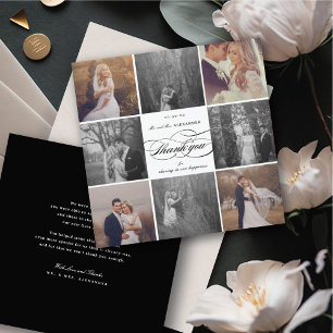 Tarjeta De Agradecimiento Romántico Guión 8-Photo Elegant Wedding Design
