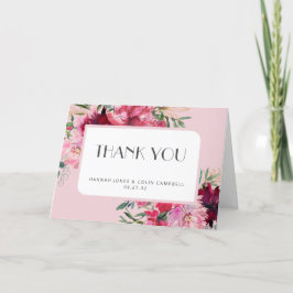 Tarjeta De Agradecimiento Romántico Rosa polvoriento Peony Marco moderno