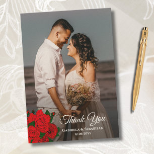 Tarjeta De Agradecimiento Romántico Roses Roses Roses de los recién casados