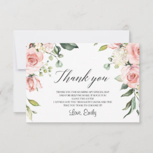 Tarjeta De Agradecimiento Romántico ruidoso rosa de vegetación floral ducha