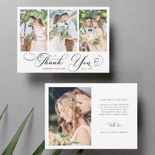 Tarjeta De Agradecimiento Romántico y sinuoso diseño de caligrafía para boda