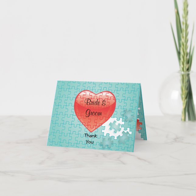 Tarjeta de agradecimiento rompecabezas Tú me compl (Anverso)