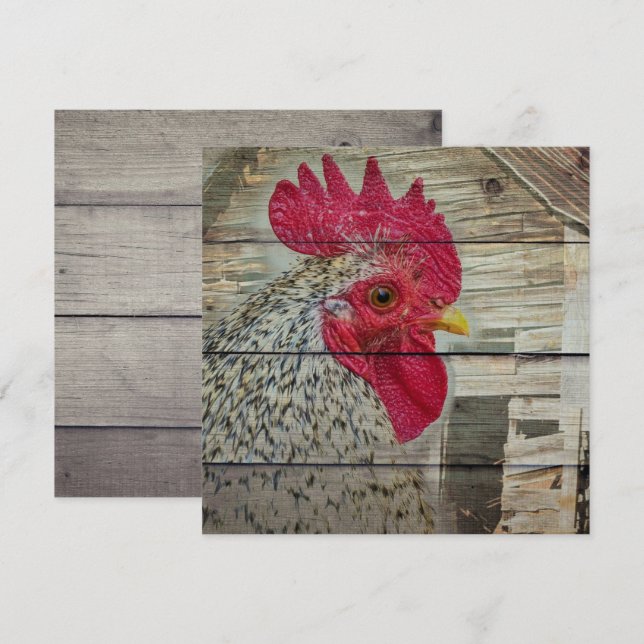 Tarjeta De Agradecimiento Rooster Rustic Chicken Coop Barn Board (Anverso / Reverso)