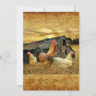 Tarjeta De Agradecimiento Rooster Vintage Hens Rustic Barn Coop