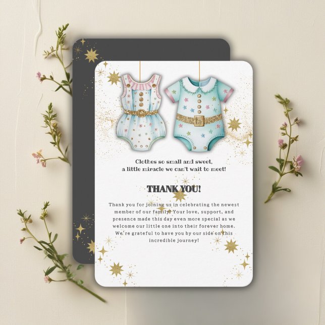 Tarjeta De Agradecimiento Ropa capilar sincera de género Baby Shower neutro (Subido por el creador)