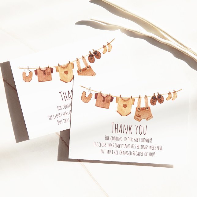 Tarjeta De Agradecimiento Ropa de bebé bohemias Baby Shower Gracias (Subido por el creador)
