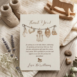 Tarjeta De Agradecimiento Ropa de bebé Columpio de ropa Baby Shower Rayada