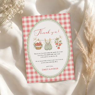 Tarjeta De Agradecimiento Ropa de bebé de manzana de otoño Baby Shower