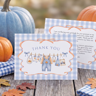 Tarjeta De Agradecimiento Ropa de bebé Little Pumpkin Clothesline Niño Baby 