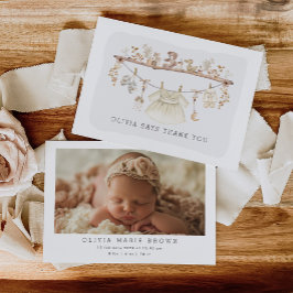 Tarjeta De Agradecimiento Ropa de Bebé Niña Suave Boho Guardería Foto