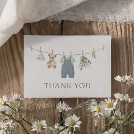 Tarjeta De Agradecimiento Ropa de bebé niño boho azul Baby Shower