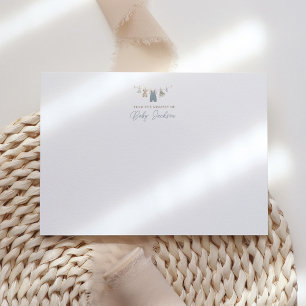 Tarjeta De Agradecimiento Ropa de bebé niño Boho Blue Baby Shower
