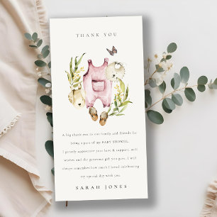 Tarjeta De Agradecimiento Ropa de Chica de follaje rosa lindo Baby Shower