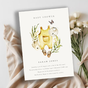 Tarjeta De Agradecimiento Ropa de follaje amarilla invitada por Baby Shower