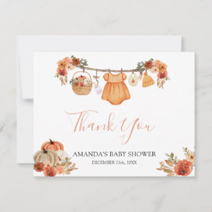 Tarjeta De Agradecimiento Ropa de niña enamorada Baby Shower