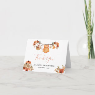 Tarjeta De Agradecimiento Ropa de niña enamorada Baby Shower Doble