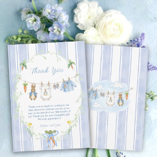 Tarjeta De Agradecimiento Ropa de niño de conejito lindo para baby shower