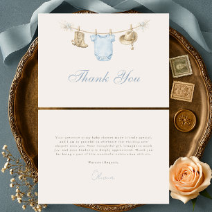 Tarjeta De Agradecimiento Ropa de Pequeño Vaquero para Baby Shower