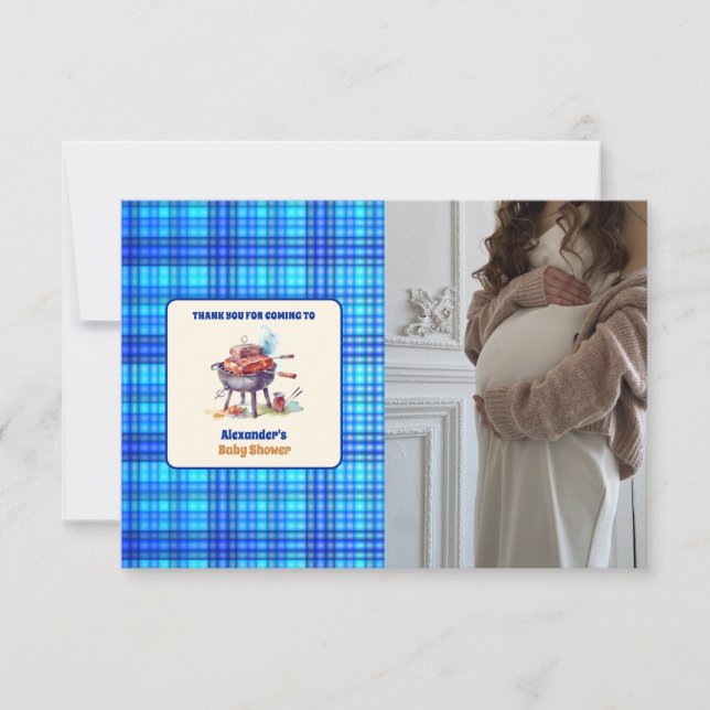 Tarjeta De Agradecimiento Ropa de Picnic Baby Q Baby Shower (Anverso)