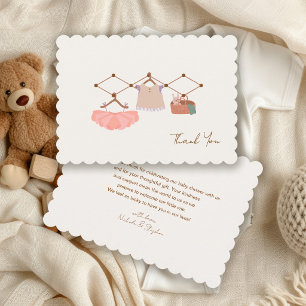 Tarjeta De Agradecimiento Ropa de ropa boho acuarela Baby Shower