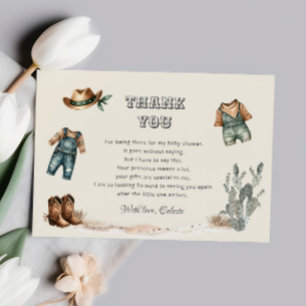 Tarjeta De Agradecimiento Ropa de vaquero de Wild West Baby Shower