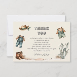 Tarjeta De Agradecimiento Ropa de vaquero de Wild West Baby Shower