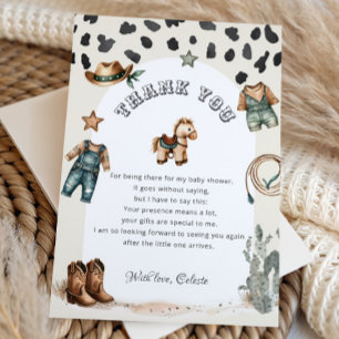Tarjeta De Agradecimiento Ropa de vaquero occidental para Baby Shower