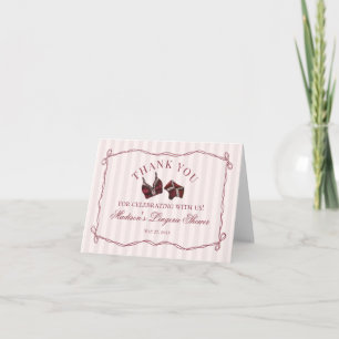 Tarjeta De Agradecimiento Ropa Interior Burgundy para Ducha Despedida de Sol