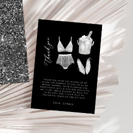 Tarjeta De Agradecimiento Ropa Interior Negra Moderna para Llamada de Novia