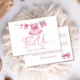 Tarjeta De Agradecimiento Ropa rosa perpendicular en una línea chica ducha b