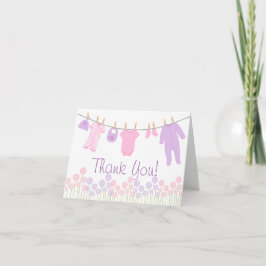Tarjeta De Agradecimiento Ropa rosa y morada Ropa de bebé gracias
