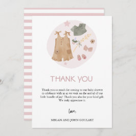 Tarjeta De Agradecimiento Ropa simple para bebés Baby Shower rosa